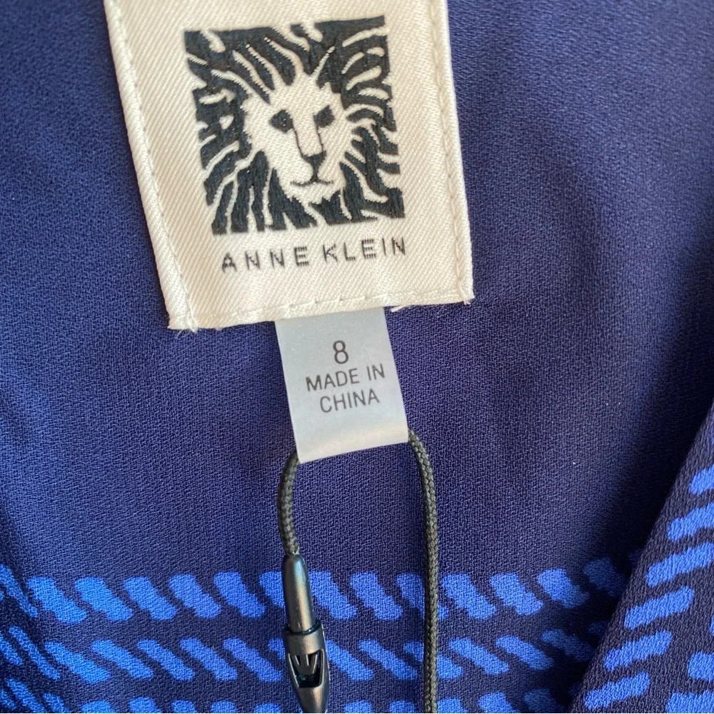 Anne Klein Blue Wrap Midi Dress with Cuffed Sleeves - Picture 2 of 12